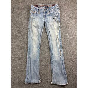 Rock Revival Christina Boot Jeans Women's 28 Blue Denim Distressed Embroidered